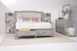 Mor Furniture Upholstered Beds|Beds|Willowbrook Upholstered Wall Bed In Pebble, Queen