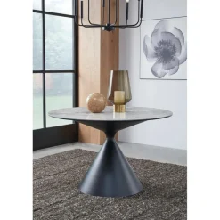 Mor Furniture Round Dining Tables|Dining Tables|Winston Round Dining Table In Black Sintered Stone