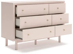 Mor Furniture Kids Beds & Bunk Beds|Wistenpine Panel Bed, Dresser, Mirror & Nightstand In Blush, Twin