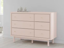 Mor Furniture Kids Beds & Bunk Beds|Wistenpine Panel Bed, Dresser, Mirror & Nightstand In Blush, Twin