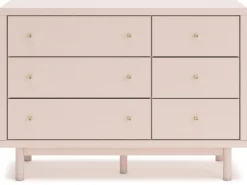Mor Furniture Kids Beds & Bunk Beds|Wistenpine Panel Bed, Dresser, Mirror & Nightstand In Blush, Twin