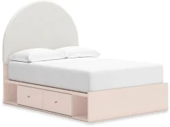 Mor Furniture Kids Beds & Bunk Beds|Wistenpine Panel Bed W/ Storage, Dresser, Mirror & Nightstand In Blush, Twin
