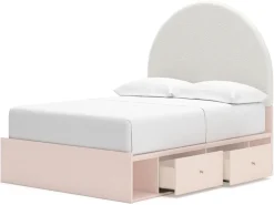 Mor Furniture Kids Beds & Bunk Beds|Wistenpine Panel Bed W/ Storage, Dresser, Mirror & Nightstand In Blush, Twin