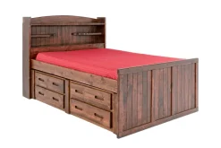 Mor Furniture Kids Beds & Bunk Beds|Young Pioneer Bookcase Bed W/ 4 Drawer Storage In , Twin Cinnamon