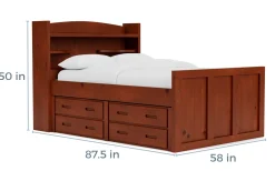 Mor Furniture Kids Beds & Bunk Beds|Young Pioneer Bookcase Bed W/ 4 Drawer Storage In , Twin Cinnamon
