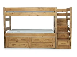 Mor Furniture Kids Beds & Bunk Beds|Young Pioneer Bunk Bed W/ Storage Steps & 4 Storage Drawers In Dark Gray, Twin/Twin
