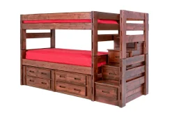 Mor Furniture Kids Beds & Bunk Beds|Young Pioneer Bunk Bed W/ Storage Steps & 4 Storage Drawers In Dark Gray, Twin/Twin