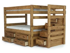 Mor Furniture Kids Beds & Bunk Beds|Young Pioneer Bunk Bed W/ Storage Steps & 4 Storage Drawers In Dark Gray, Twin/Twin