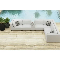 Mor Furniture Outdoor Accent Tables|Zandara Outdoor Console W/ Cooler & Speaker In Beige